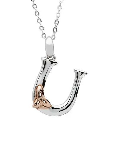 Sterling Silver Trinity Knot Initial Pendant - U