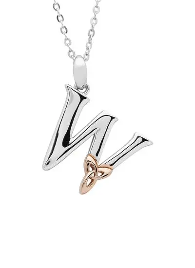Sterling Silver Trinity Knot Initial Pendant - W