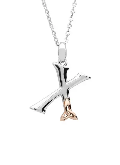 Sterling Silver Trinity Knot Initial Pendant - X