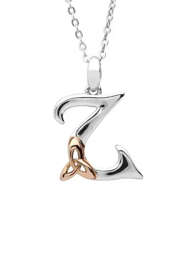 Sterling Silver Trinity Knot Initial Pendant - Z