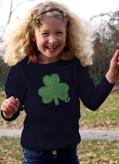 Kids Irish Shamrock Knitted Navy Sweater